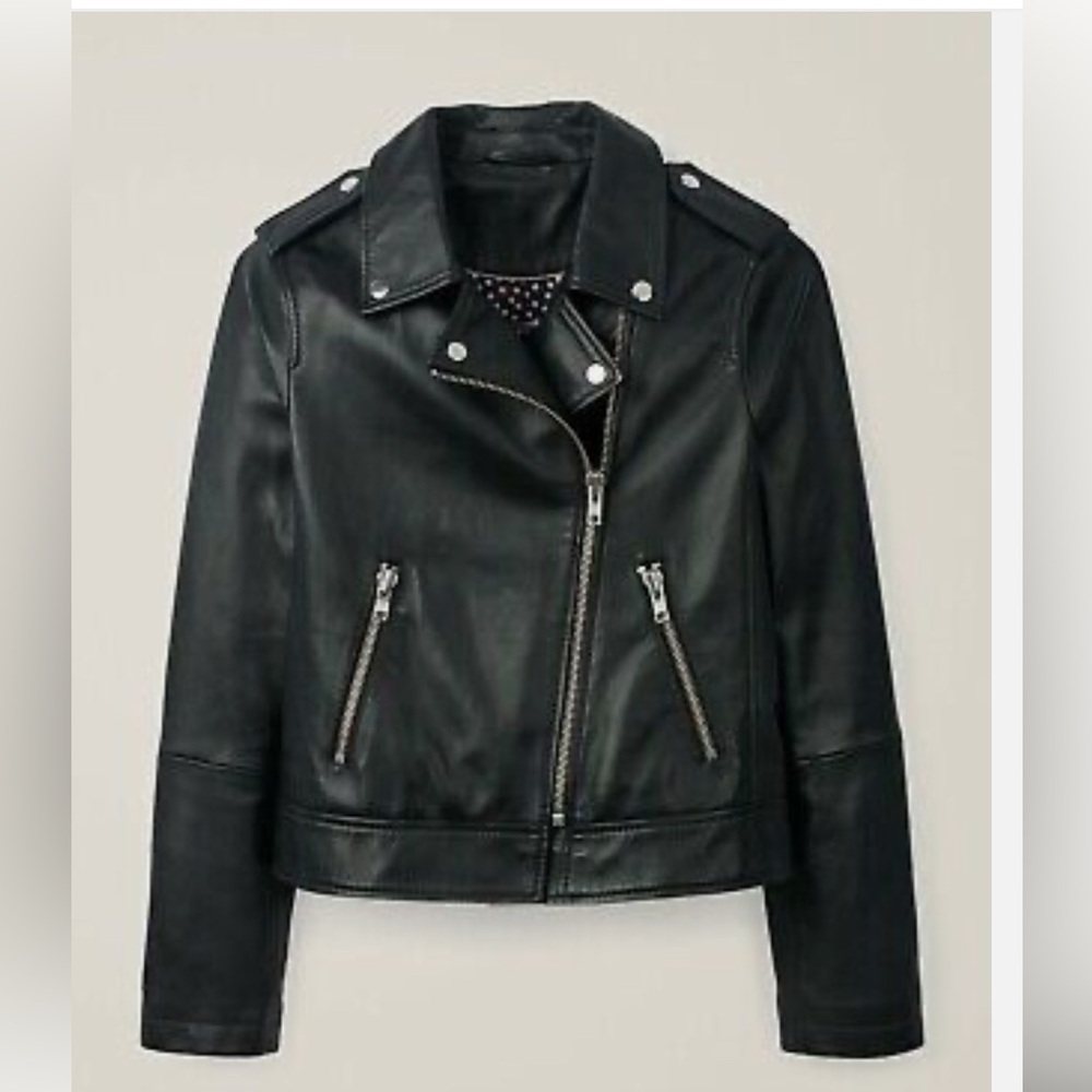 Boden Morleigh Leather Moto Jacket, Black